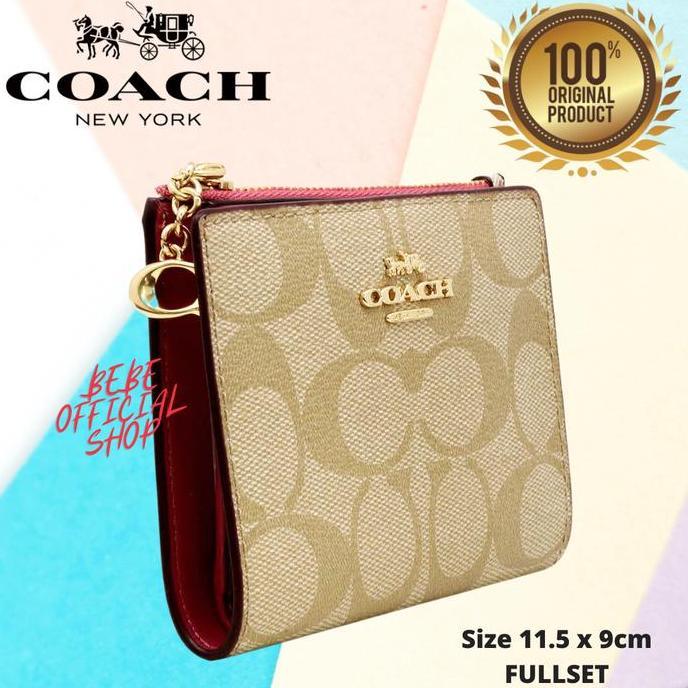 Best Seller [ORIGINAL] COACH Wallet Snap Card Case In Signature Light Khaki Rogue Berkualitas 100% o