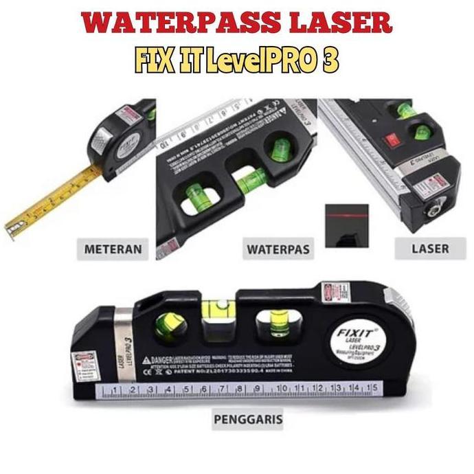 Pilihan - Alat Ukur Waterpass Laser - Meteran Waterpas Laser Level 3Pro Vertikal Horizontal - Pengga
