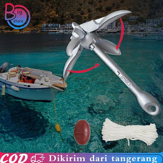 GABRIESEN Jangkar Perahu Karet Kayak Anchor 0.7kg/1.5kg Jangkar Kayak Jangkar Kapal Lipat Alat Kapal