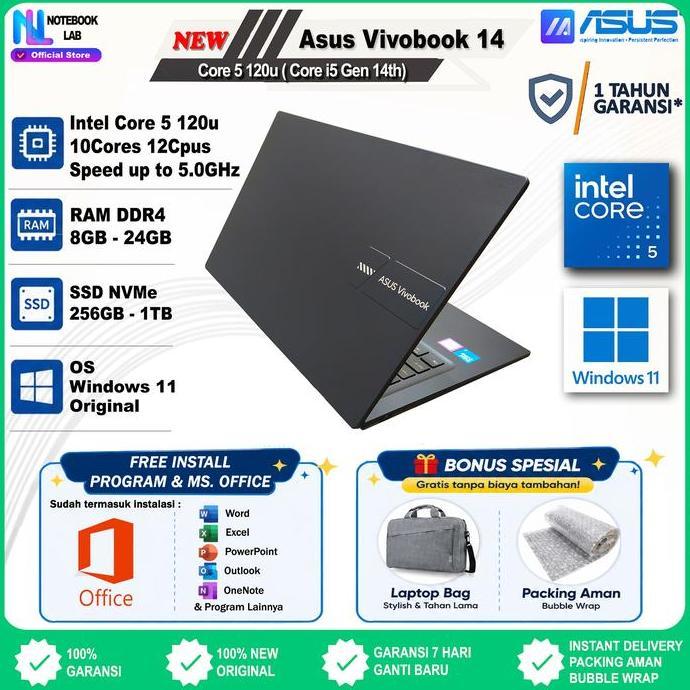 6kavibrakanz - Asus Vivobook 14 Core i5 Gen 13 1334u | Core 5 120u Gen 14 Win 11 Garansi 1th