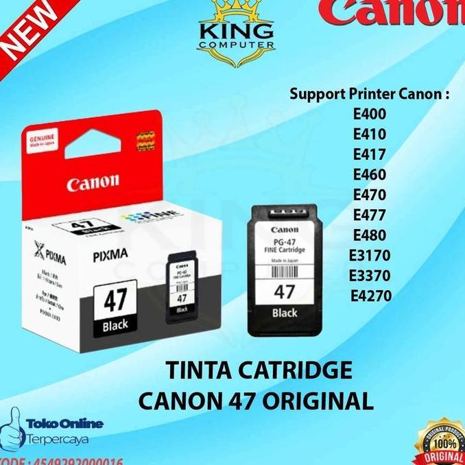 DF312 - Tinta Cartridge Printer CANON PG-47 Hitam Kompatible Printer Canon PIXMA E400 E410 E460 E470