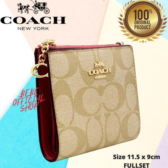 Best Seller [ORIGINAL] COACH Wallet Snap Card Case In Signature Light Khaki Rogue Berkualitas 100% o