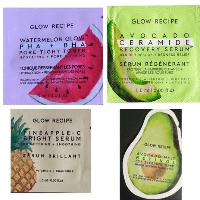 Glow Recipe Sample Watermelon Glow Toner Pineapple Serum Avocado Mask ori