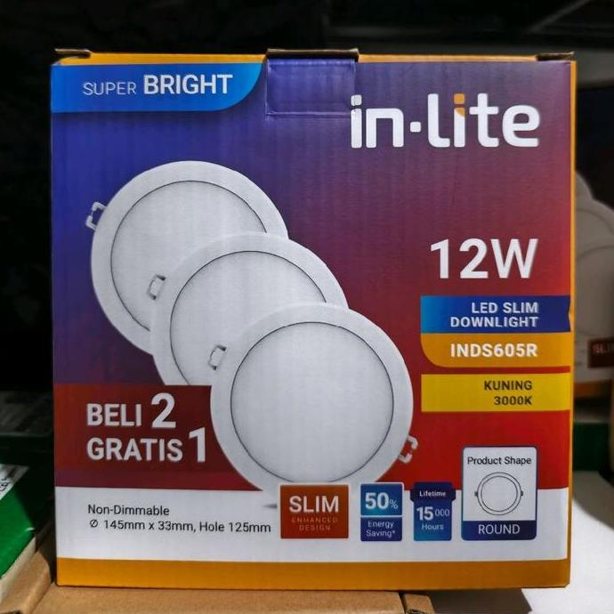 INLITE INDS605R SLIM DOWNLIGHT 12 WATT PAKET ISI 3
