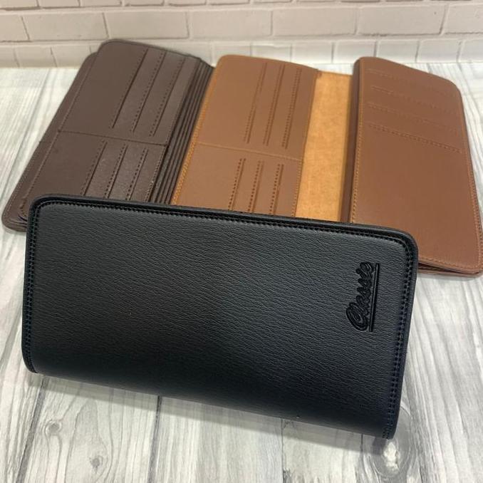 DS142 - Dompet Lipat Panjang Pria Model Panjang Bahan Kalep Menyerupai Kulit dengan Banyak Slot Uang