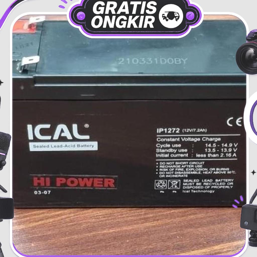 Aki Kering Ical Ups Ica Prolink Apc Ical Ip1272 12V 7.2Ah Ical 12V 7Ah
