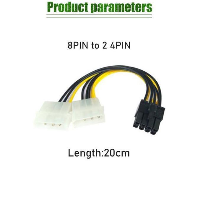EXQWISITE Kabel Power VGA 8 Pin Adapter 2 Molex 4 Pin To 8 Pin / 8pin PCIE / PCI-E Untuk Video Card 