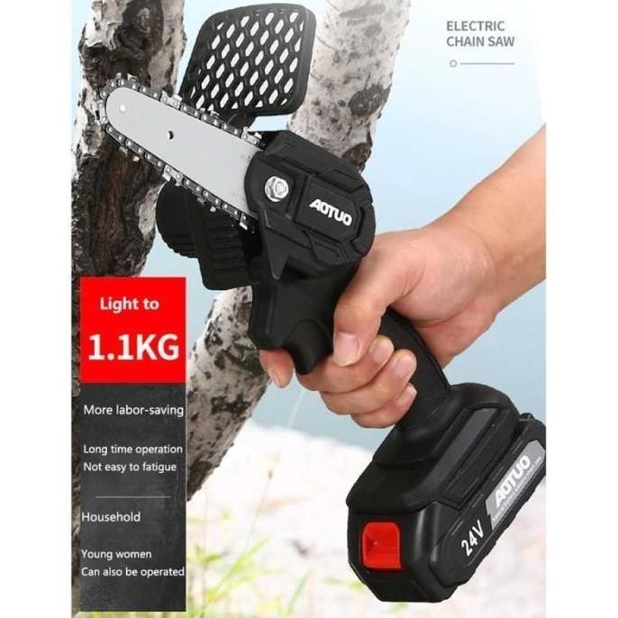 CHONELIO Gergaji Mesin Listrik Kayu Pohon Mini Cordless Chainsaw Baterai Senso