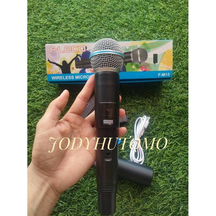 Microphone Wireless FLECO F M15 Microphone Nirkabel  FLECO
