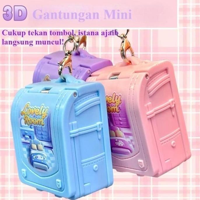 ATHHINE Gantungan Kunci Lipat Pop-Up 3D Gantungan Kunci Arsitektur Miniatur Gantungan Kunci Tas Seko