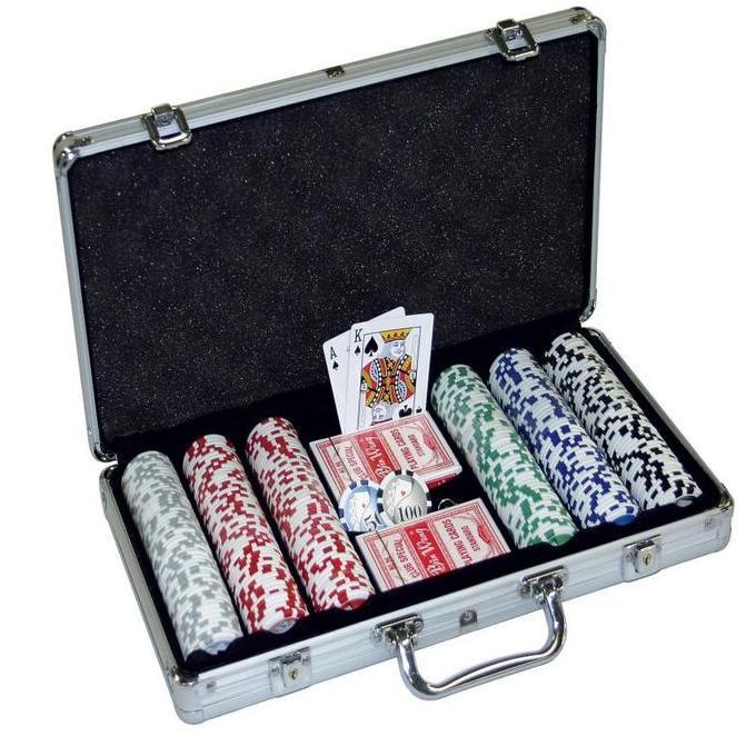 LEKCTROM 300pcs Poker Chip Set Mainan Chip Poker Texas Holdem Poker Set Chips Poker Dengan Alumunium