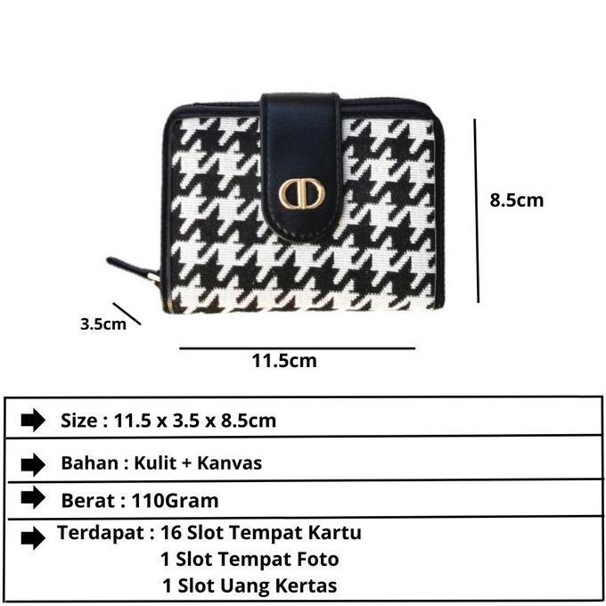 DS63 >> JOIN  Dompet Lipat Wanita Import Motif Square / Dompet Kartu Wanita Motif Houndstooth Square