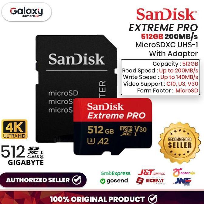 Sandisk MicroSD Extreme Pro 512GB 200MB/s Memory Card Original