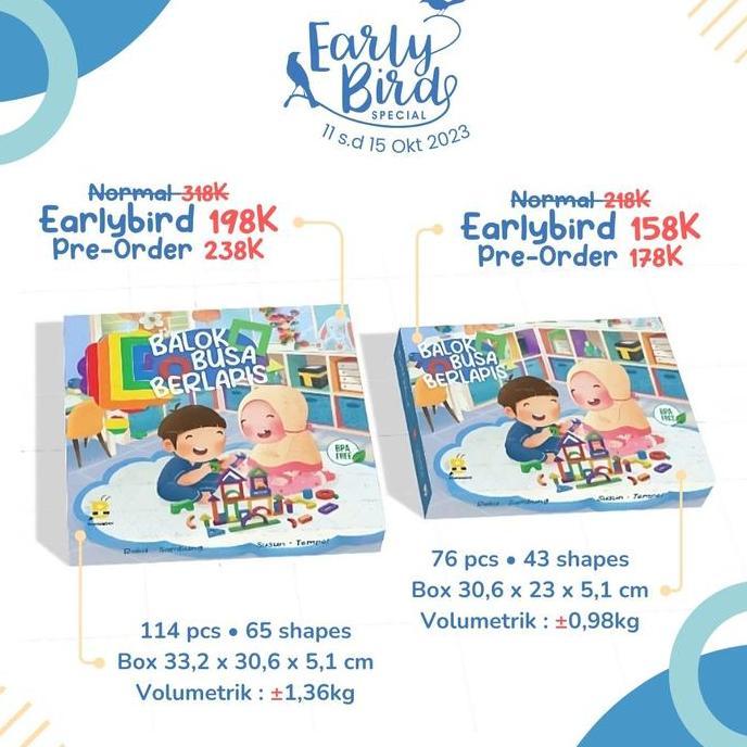 // Mainan Edukasi Anak Balok Busa Berlapis Tangram Balok Susun Humblebee //