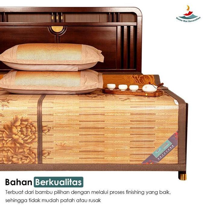 HOME MAT DECORATION Tikar Bambu Lipat Serbaguna Hemat Tempat Desain Klasik Elegan Uk 120 160 180x200