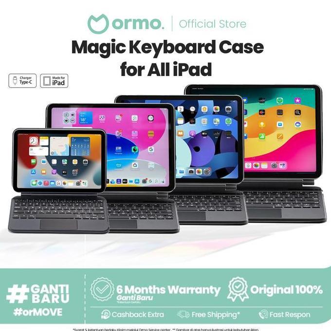 Cell- Ormo Magic Keyboard 11" For Ipad 11 Inch Ipad Air 4 5 Ipad Pro M1 M2
