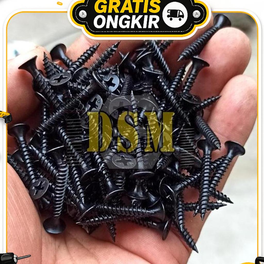 (1 Dus) Sekrup Gypsum / Drywall Screw / Sekrup Serbaguna / Skrup Hitam