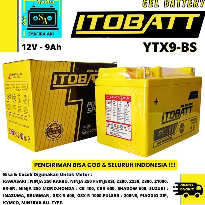 Promo Aki Motor Kawasaki Ninja ER6N YTX9 YTX9A Itobatt Aki Kering Diskon