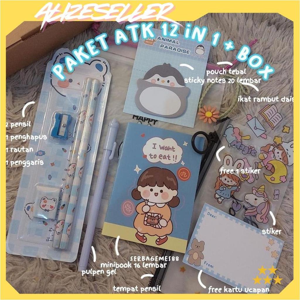 serbagemes88 - ALAT TULIS SET 12 IN 1 LENGKAP / STATIONERY UNTUK  PERLENGKAPAN ALAT TULIS / PAKET SO