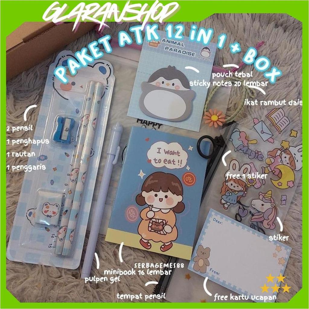 serbagemes88 - ALAT TULIS SET 12 IN 1 LENGKAP / STATIONERY UNTUK  PERLENGKAPAN ALAT TULIS / PAKET SO
