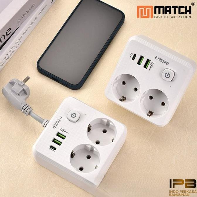 TERMURAH - Stop Kontak MATCH Stop Kontak USB Charging 2 Socket Dengan Saklar