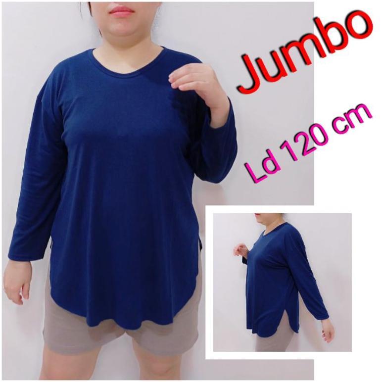 Diskon Kaos Jumbo Lengan 7/8 - Kaos  Oversize Jumbo Spandex Halus - Kaos Model Oval
