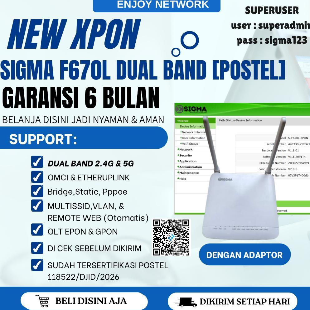 XPON EPON GPON SIGMA F670L OMCI DUAL BAND