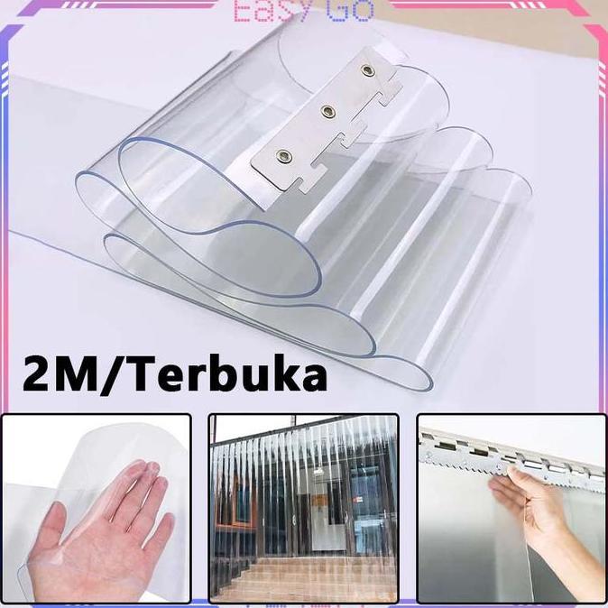 QYUISHOP 2meter Tirai Plastik Transparan Tirai Pvc Strip Curtain 20cm Tirai Plastik Bening Gorden Pl