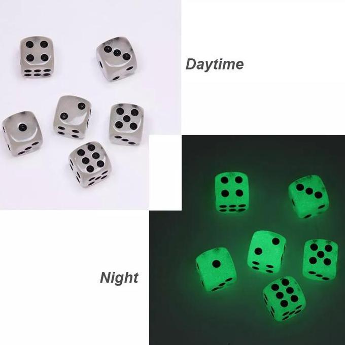 EYAMUY 12 Buah Dadu Glow In The Dark Luminous Dadu Glow In The Dark Hijau 16MM Bahan Resin