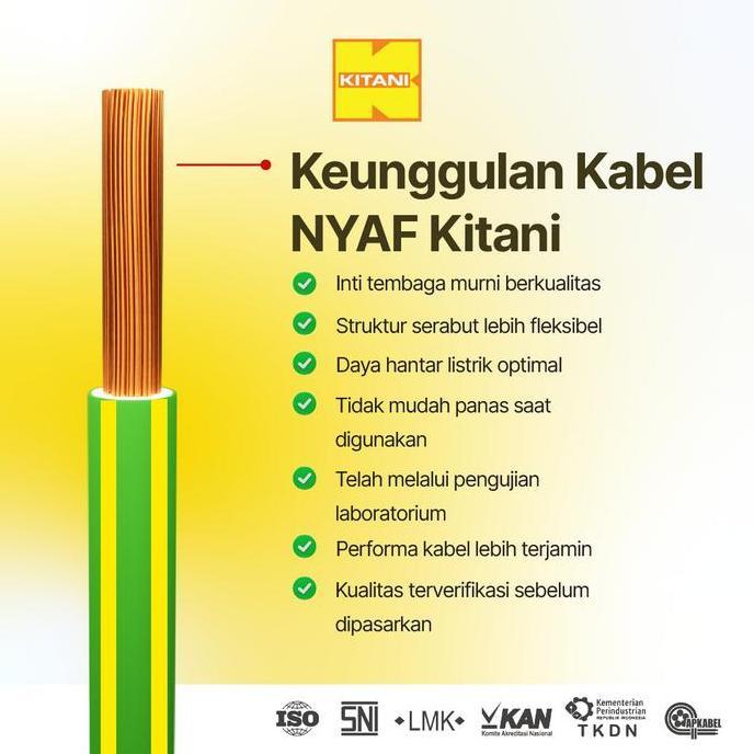KITANI - NYAF 0.75 mm - 50 Meter - Kabel Listrik Tembaga Serabut