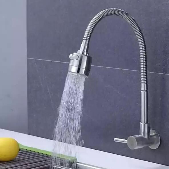 Kran Sink Stainles304 Angsa Tembok Fleksibel Engkol Keran Air Wastafel