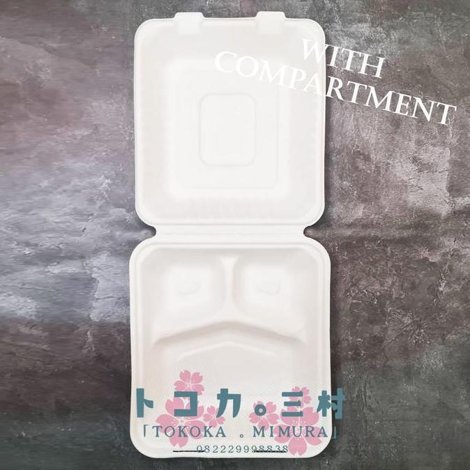 dBest- BAGASSE Big Square Lunch Box Kotak Makan - Eco Friendly Food Packaging