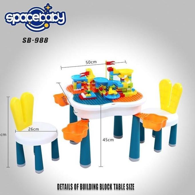 [CUCI GUDANG] Meja Lego SB988 Space baby multifunctional 6in1 table with lego / meja kursi mainan de