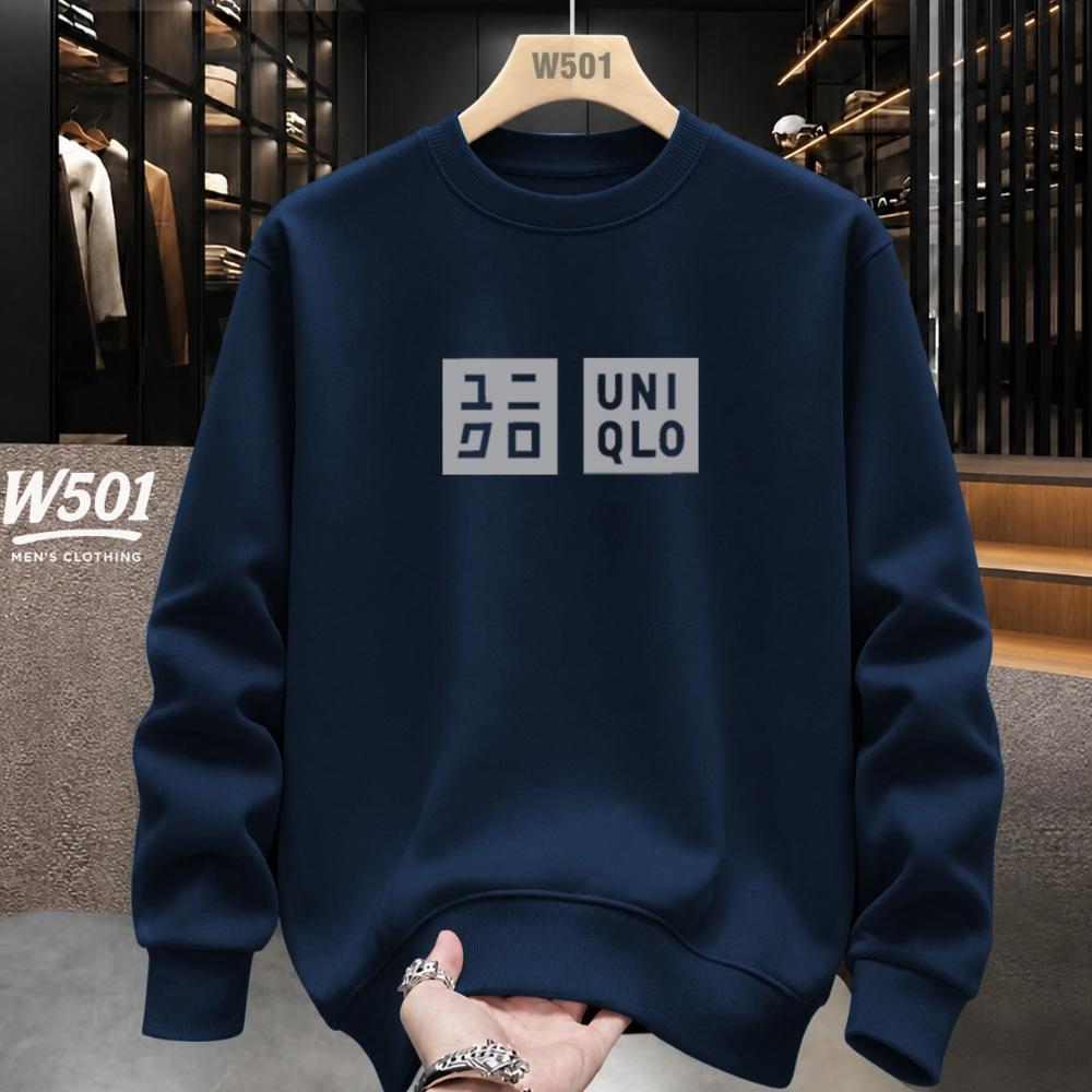 ORIGINAL W501 - SWEATER CREWNECK DISTRO UNIGLO SILVER BAHAN TEBAL 280 GSM JAKET PRIA & WANITA
