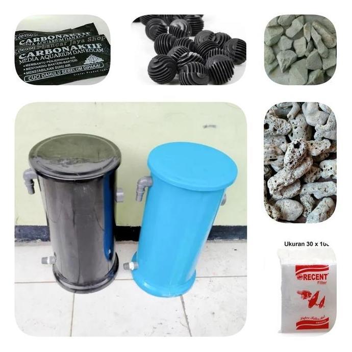 TABUNG TONG FILTER KOLAM IKAN + MEDIA FILTER PENJERNIH LENGKAP KOMPLIT