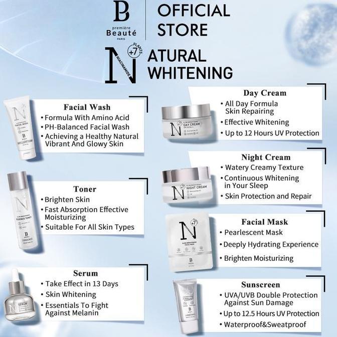 Premiere Beaute Whitening Paket Niacinamide Skincare 6PCS Set Wajah Moisturizing