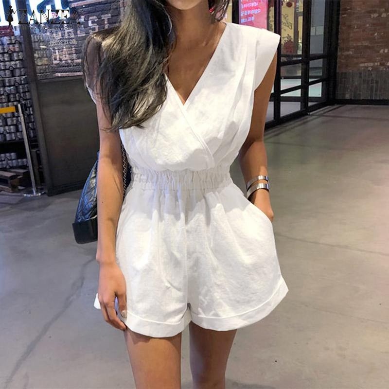 Zanzea V Neck Jumpsuit Katun n Premium