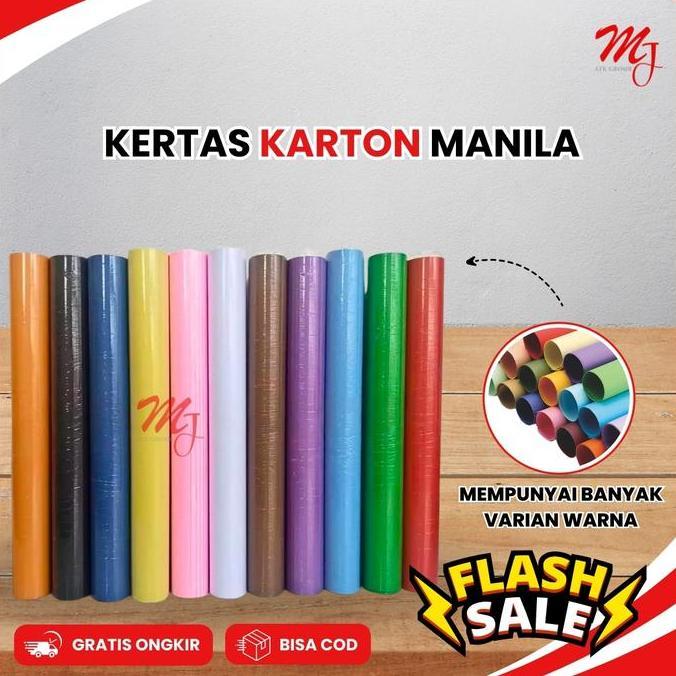 Kertas Karton Manila Tebal 1 Warna Putih Merah Birurna - 10 Lembar kertas  manila  putih Paper Roll 