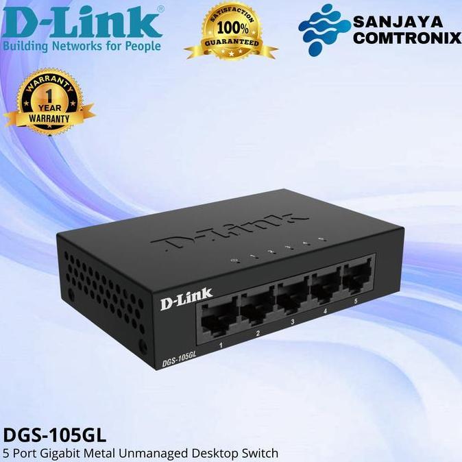 D-Link Dgs-105Gl 5-Port Gigabit Switch Metal Case Dlink Dgs-105 Gl