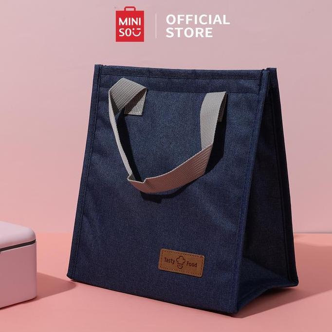 Bisaya- Miniso Tas Bekal Lunch Tote Bag Food Box Foil Lunch Bo Tas Makan Siang Lunch Bag