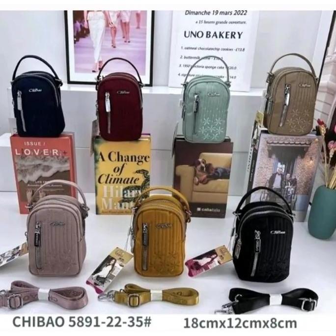 Juinju- Tas Selempang Mini Nita Dompet Chibao Model Terbaru 5891-22-35 Motif Bordir Bunga Bahan Kanv