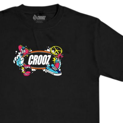 CROOZ T-Shirt Skate / Kaos Hitam Crooz / Kaos Kasual - A09