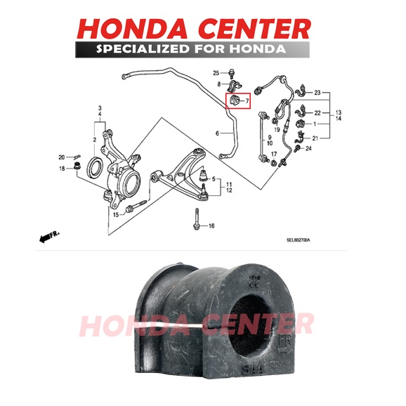 Karet bush bushing stabil stabilizer belah karet roti depan honda jazz gd3 2004 2005 2006 2007 2008 51306-SAA