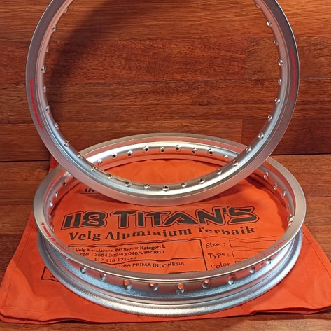 ALLOY TITANS UKURAN 185 RING 18 - LINGKAR ALLOY PETAK EXEL SILVER KULIT JERUK / SANDBRUSH
