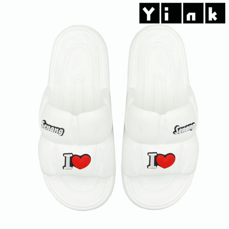 Yink Sandal Bear Jelly Wanita Import Sendal Wanita Terbaru 2022 Sepatu Sandal Wanita Korean Style Sandal Rumah Murah Elastic Empuk EVA-Putih-SENANG