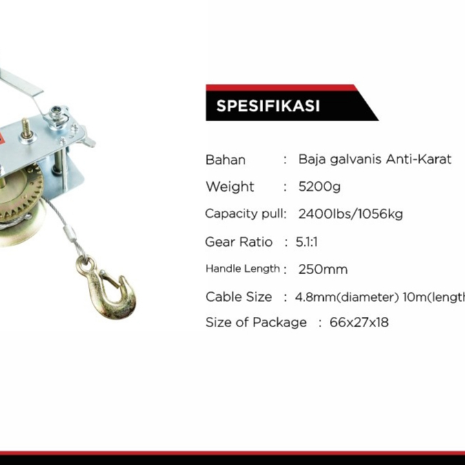 Hand Winch / Katrol Manual 540kg / 1056kg/ 1350kg