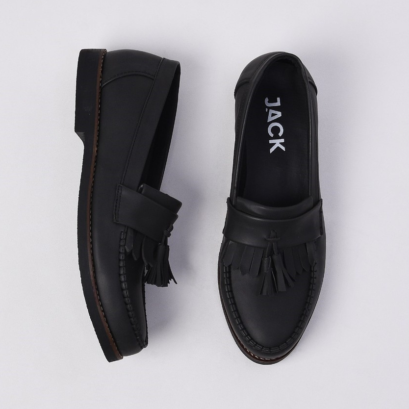 AARON BLACK - Sepatu Loafers Pria Kulit Kasual Klasik Formal Kerja Kuliah Pria/Cowok - Loafer