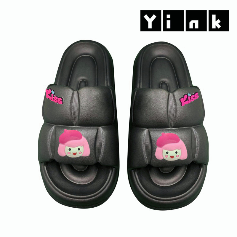 Yink Sandal Bear Jelly Wanita Import Sendal Wanita Terbaru 2022 Sepatu Sandal Wanita Korean Style Sandal Rumah Murah Elastic Empuk EVA-Hitam-KISSGIRL