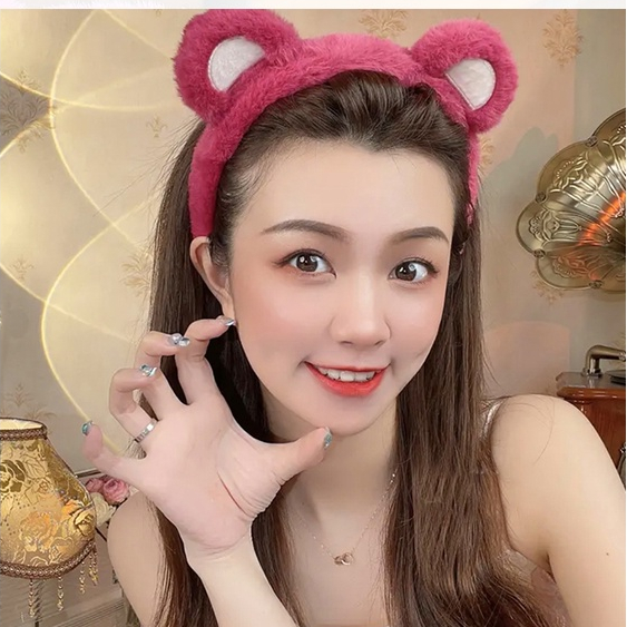 (Hello Girl)B57  Bando Karakter telinga Bear Bulu imut Lucu Gaya Korea