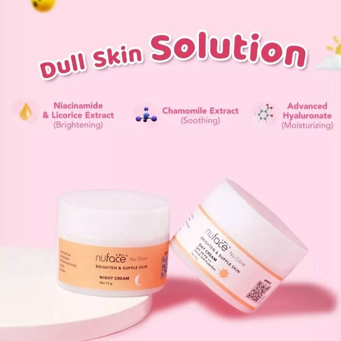 NUFACE Nu Glow Day & Night Brighten Supple Skin - Cream Pelembab Wajah Mencerahkan - Pelembab Wajah 